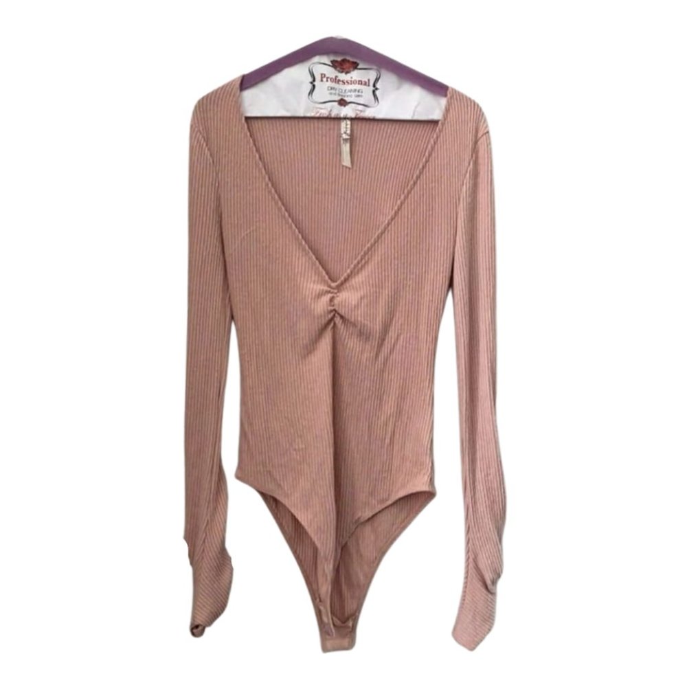 Pink ribbed bodysuit